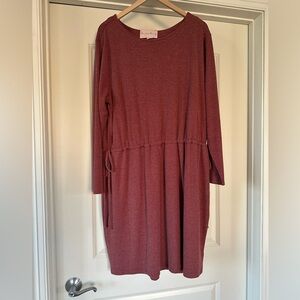 Charles Henry | Mauve Rose Pink Ribbed Sweater Dress - 2X